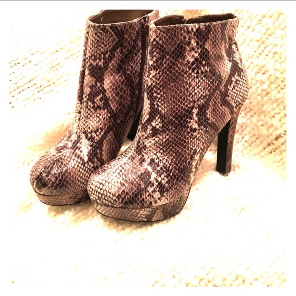 Snake print booties
